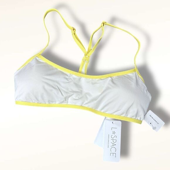 NWT L*Space $110 Pamela Bikini Top in Cream Lemon Size S Racerback - Picture 2 of 12